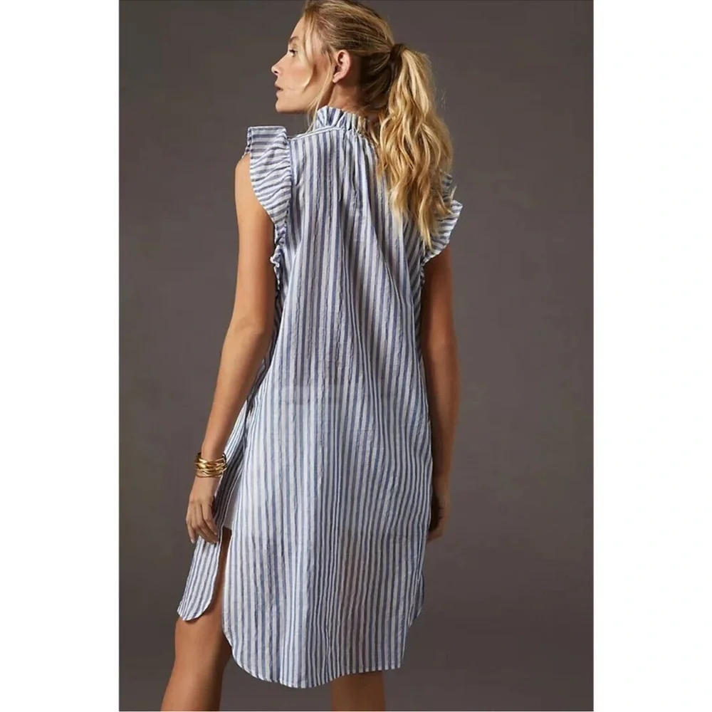 Anthropologie Maeve Striped Ruffle Tunic size M - Picture 4 of 7